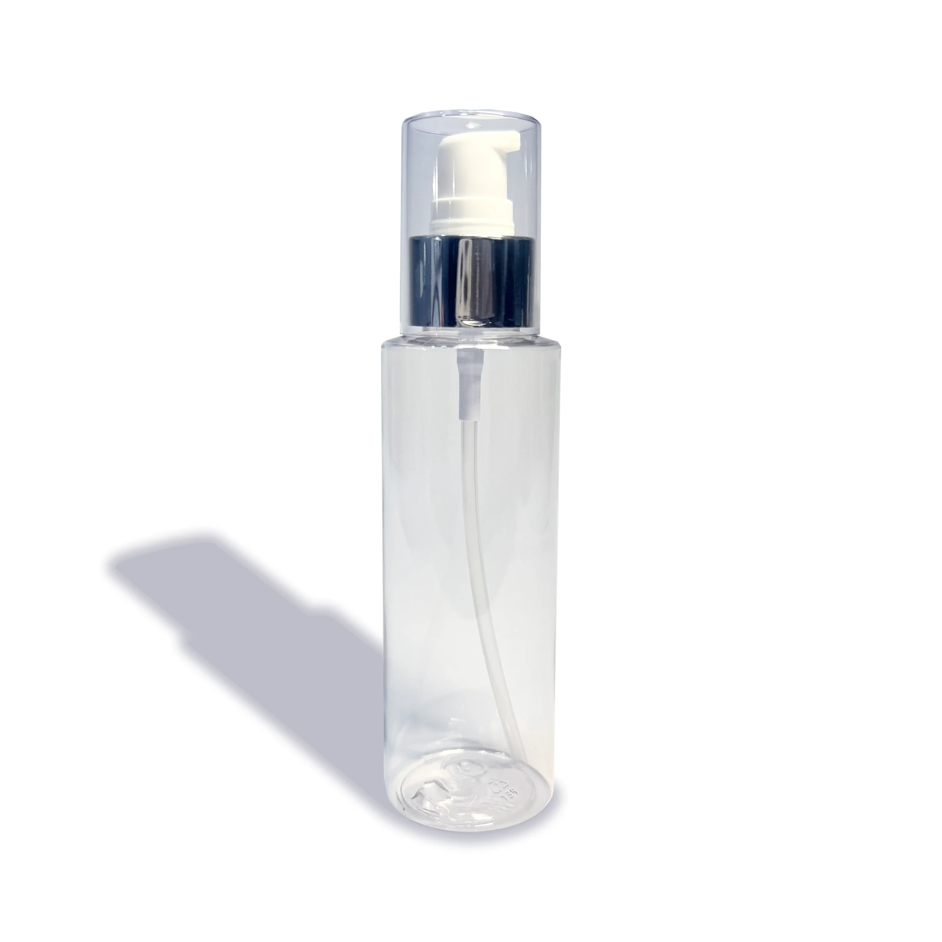 Frasco PET Transparente (120ML, Disp Pump Plateado)